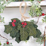 Felt Holly Christmas Tree Hanging Decoration, thumbnail 1 of 2