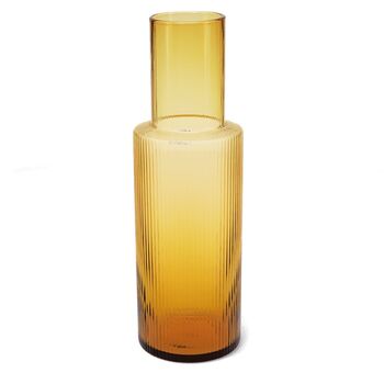 Amber Retro Ribbed Glass Carafe, 2 of 4