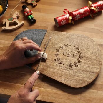 Personalised Initials Wood And Slate Chopping Board Christmas Gift For Him Or Her, 2 of 6