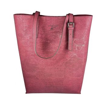 Ladies Vegan Cork Leather Tote Bag | Amadora In Raspberry, 3 of 6