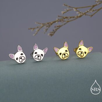 French Bulldog Stud Earrings In Sterling Silver, 2 of 12