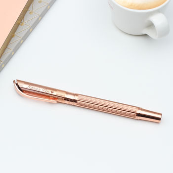 Personalised Rose Gold Plated Roller Ball Pen, 2 of 5