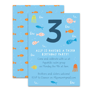 Personalised Fish Children's Birthday Invitations, 2 of 4