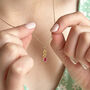 Dainty Leaf Chain Teardrop Birthstone Necklace, thumbnail 3 of 8