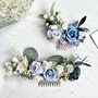 Dusty Blue And White Floral Hair Comb, thumbnail 6 of 10