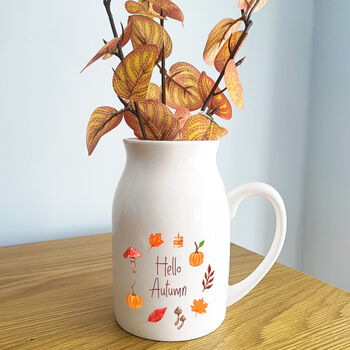 Autumnal Ceramic Flower Jug | Hello Autumn Flower Vase, 4 of 6