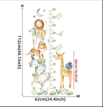 Safari Animals Height Chart Removable Wall Vinyl, 7 of 7