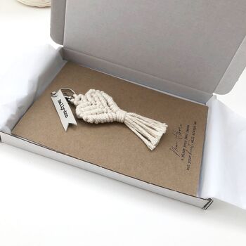New Home Macramé Keyring Personalised Card, 4 of 8