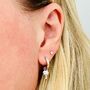 The Palm Tree Accent Pyramid Hoop Earrings, Silver, thumbnail 4 of 5