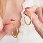 Gold Textured Hoops, Meduim Sized 18 K Gold Vermeil, thumbnail 8 of 9