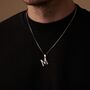 Silver Initial Pendant, Hammered Pendants, Letter Pendant, Pendant Chains, thumbnail 6 of 10