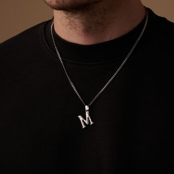 Silver Initial Pendant, Hammered Pendants, Letter Pendant, Pendant Chains, 6 of 10