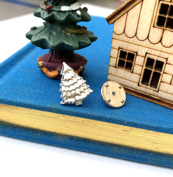 Festive Sterling Silver Christmas Tree Pin Brooch, 3 of 11