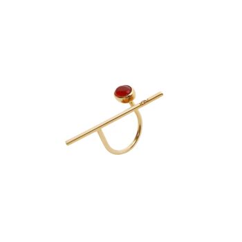 Sterling Silver Bar Oval Natural Stone Ring, 6 of 12