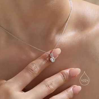 Sterling Silver Cz Bubble Pendant Necklace, 6 of 12