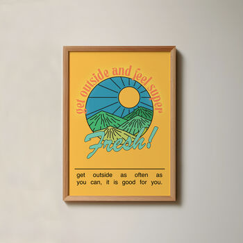 Get Outside And Feel Fresh! Mountain Typography Print, 4 of 6