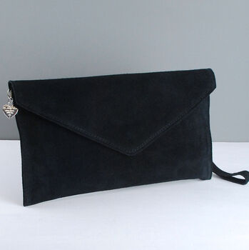 Personalised Suede Leather Envelope Clutch Bag, 12 of 12