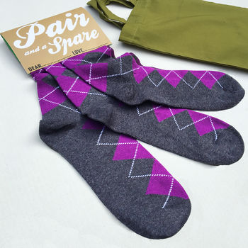 Gift 'Pair And A Spare' Set Of Three Socks, 5 of 5