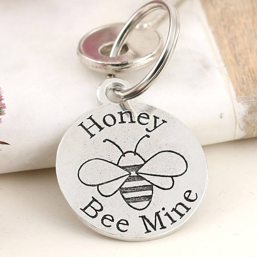 Honey Bee Mine Round Pewter Keyring By Multiply Design
