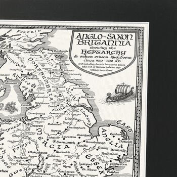 Anglo Saxon Britain Map Hand Drawn Fine Art Print, 9 of 12