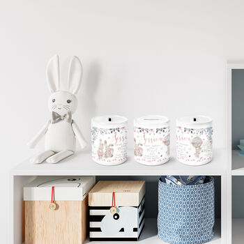 Personalised Floral Rabbits Ceramic Money Box, 9 of 10