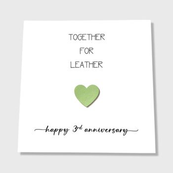 Together For Leather 3rd Anniversary Card Leather Heart, 8 of 8