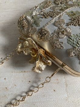 Gold Embroidered Square Handcrafted Clutch Bag, 10 of 10