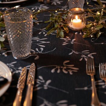 Luxury Christmas Tablecloth Mistletoe Dark Navy Blue, 5 of 8