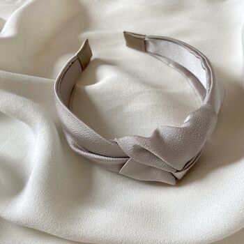 Satin Knotted Headband Pink Or Taupe, 5 of 6