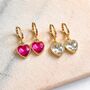 Heart Drop Huggie Earrings, thumbnail 1 of 3