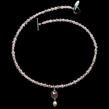 Pink Pearl And Rose Quartz Dainty Necklace, 2 of 3