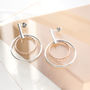 Silver And Rose Gold Plated Twin Ring Stud Earrings, thumbnail 2 of 4