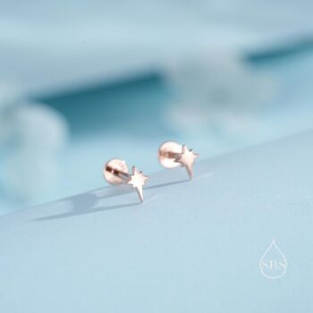 Internally Threaded Starburst Flat Back Earrings In Sterling Silver, 4 of 10