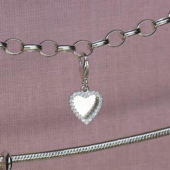 Sterling Silver Crystal Double Heart Charm, 5 of 8