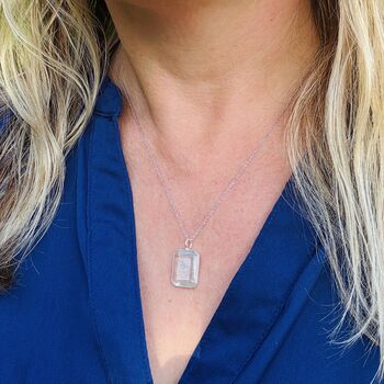 The Faceted Rectangle Blue Topaz Necklace, Silver, 2 of 8