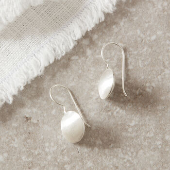 Silver Button Shaped Drop Earrings, 8 of 9