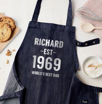 Personalised Denim Big Year Apron, 4 of 5