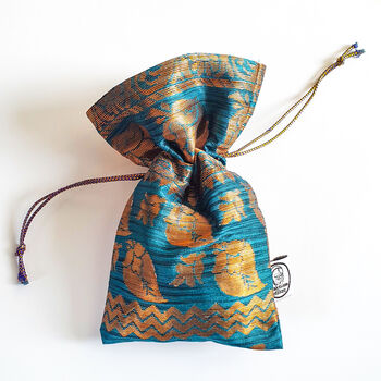 Mini Sari Gift Bag With Drawstring, Reusable Pouch, 10 of 10