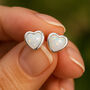 Sterling Silver Heart Opal Stud Earrings, thumbnail 2 of 8