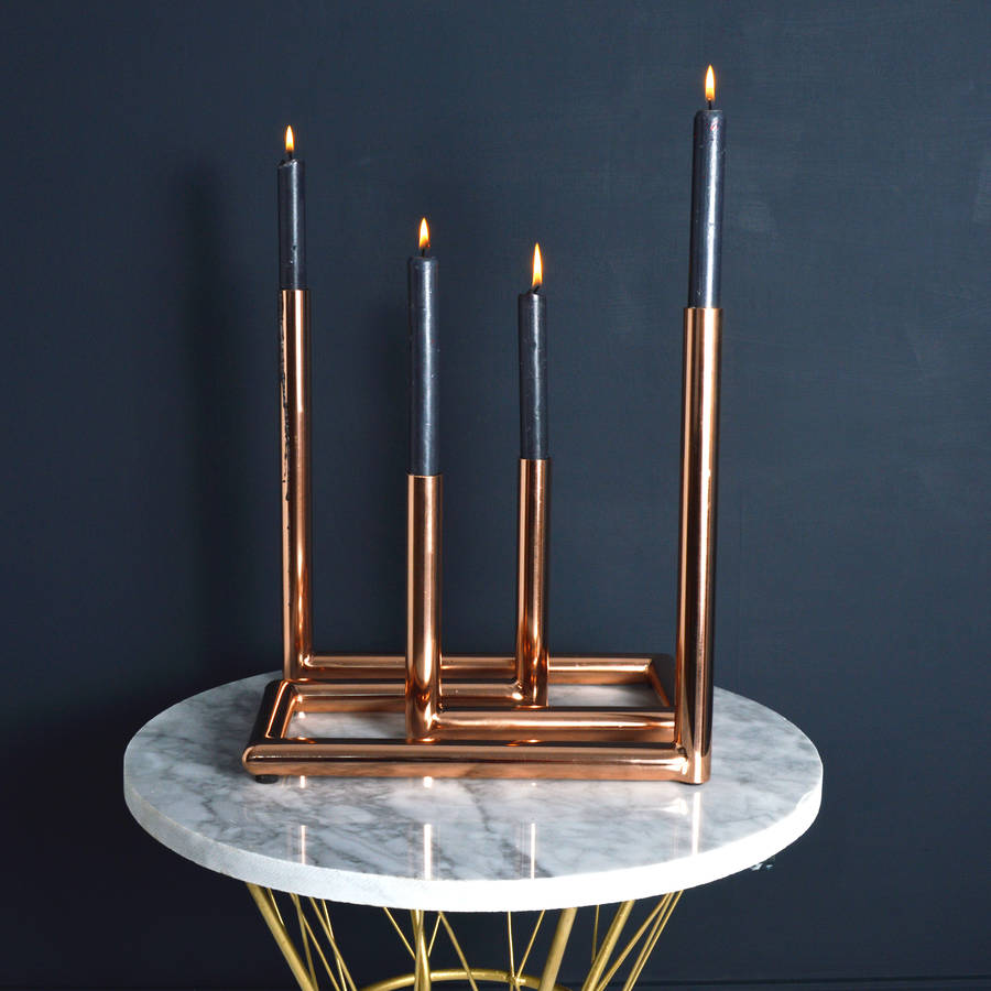 Copper double candle holder by miafleur 