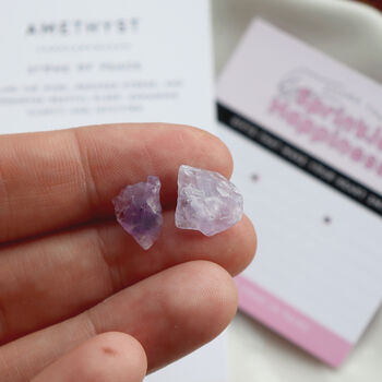 Amethyst Raw Stone Stud Earrings, 5 of 6