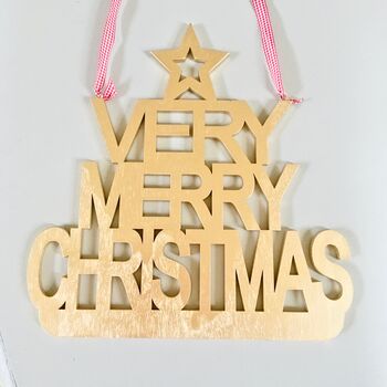 Large Gold Merry Christmas Hanging Sign, 3 of 5