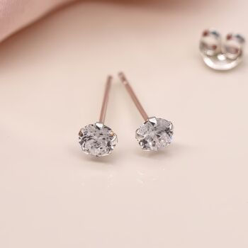 Mini Sterling Silver Simple Cubic Zirconia Stud Earrings, 6 of 9