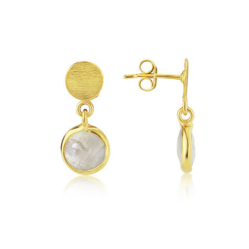 Salina Moonstone And Gold Plated Disc Earrings, 2 of 4