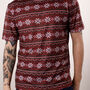 Unisex Christmas T Shirt Red Fair Isle, thumbnail 1 of 2