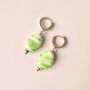 Handmade Swirl Lampwork Glass Huggie Hoop Earrings, thumbnail 3 of 9