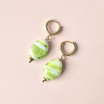 Handmade Swirl Lampwork Glass Huggie Hoop Earrings, 3 of 9