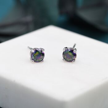 Mystic Black Cz Stud Earrings, 2 of 10