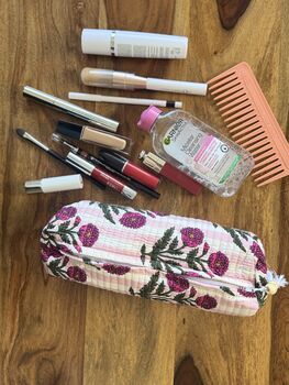 Block Print Washbag, Make Up Pouch, Travel Kit, 9 of 12