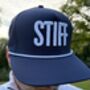 Golf Baseball Cap “Stiff” 3D Embroidered, Rope Detailing, Blue, Black Or White, thumbnail 5 of 12